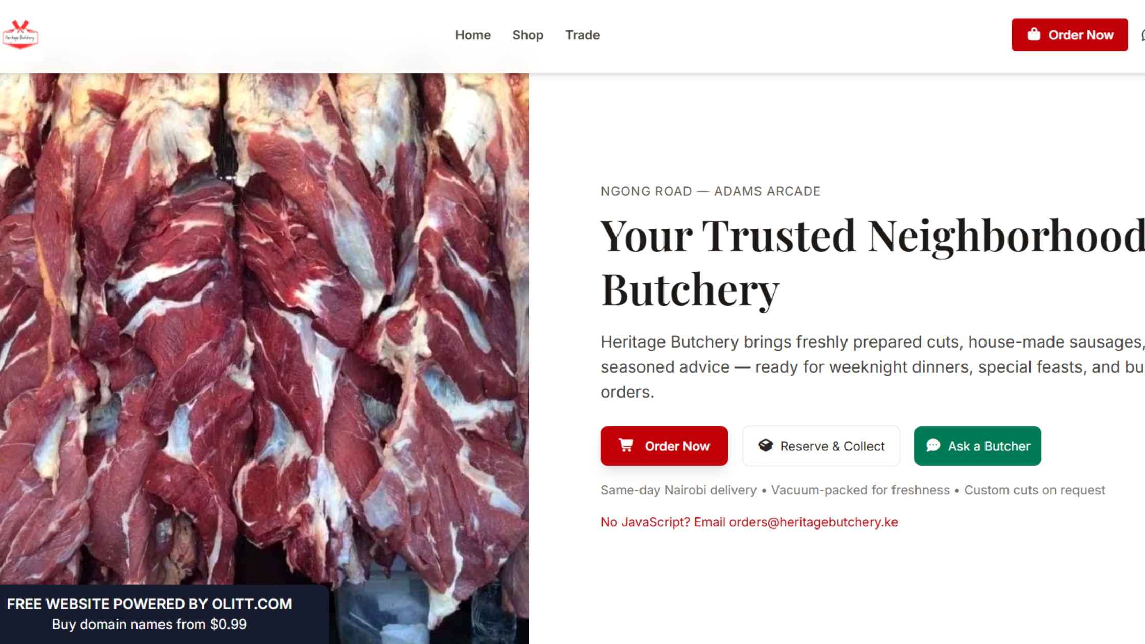 Butchery AI website builder