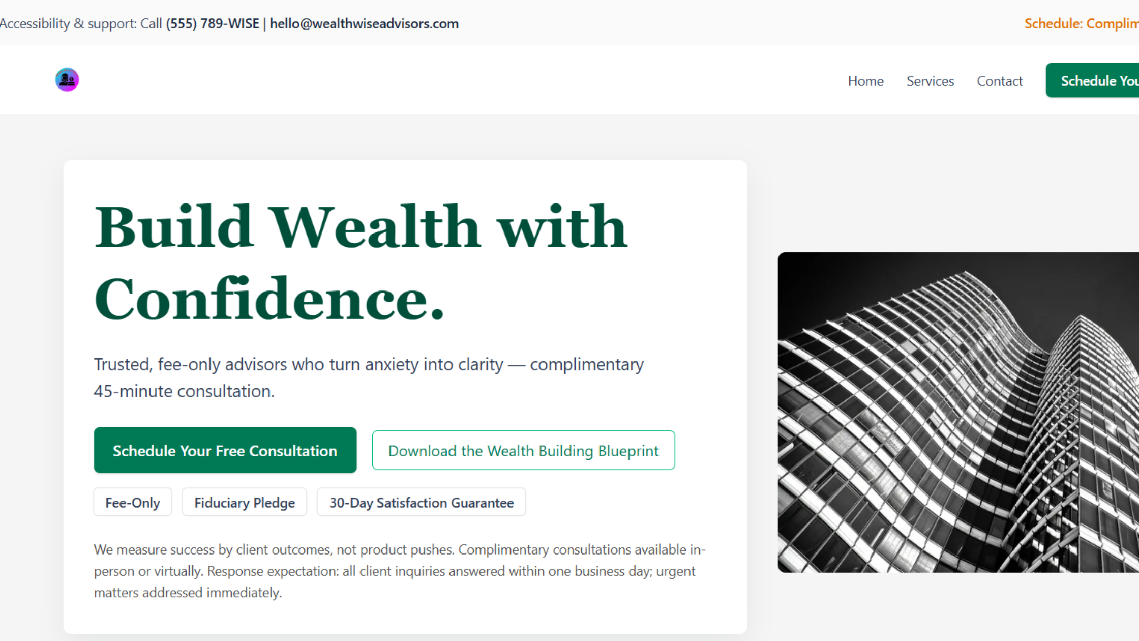 Financial advisor AI website builder