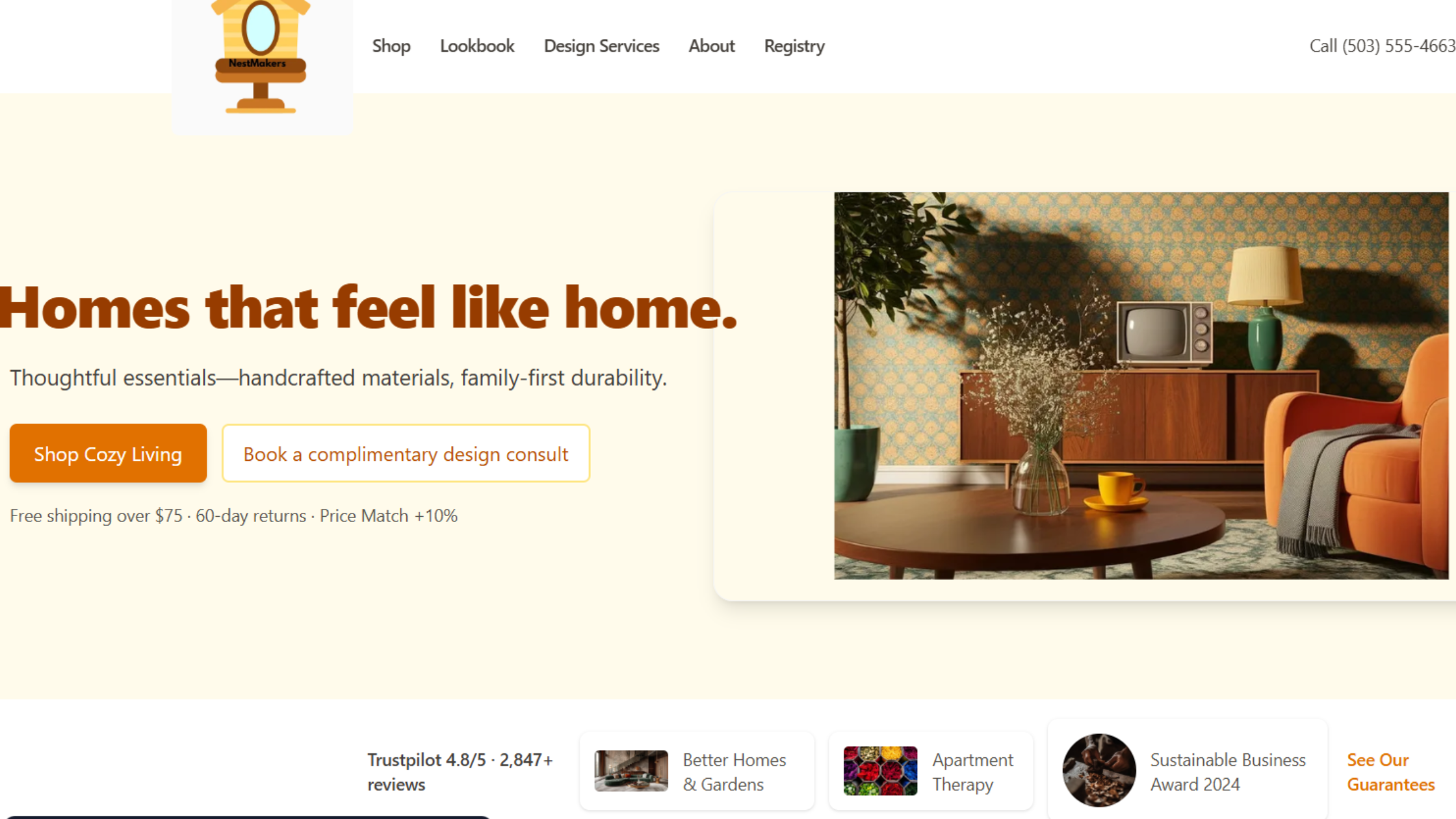 home goods store ai website builder